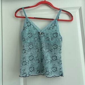 Victoria’s Secret 90s Y2K Lace Coquette Tank Top Cami Sz M Fairy Fairycore Blue